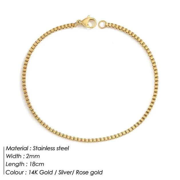 Stainless Steel Box Chain Bracelet