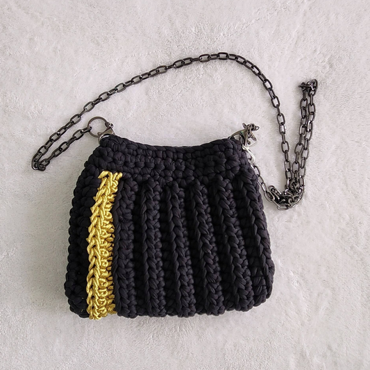 Elegant Black and Gold Crochet Purse