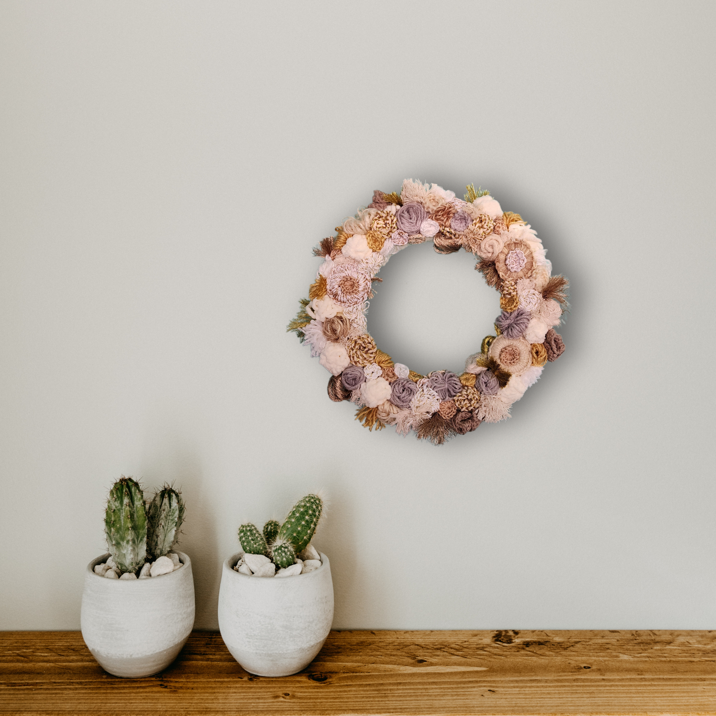 Golden crochet and macrame ring