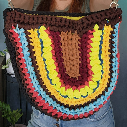 Color Block Crochet Oval Purse