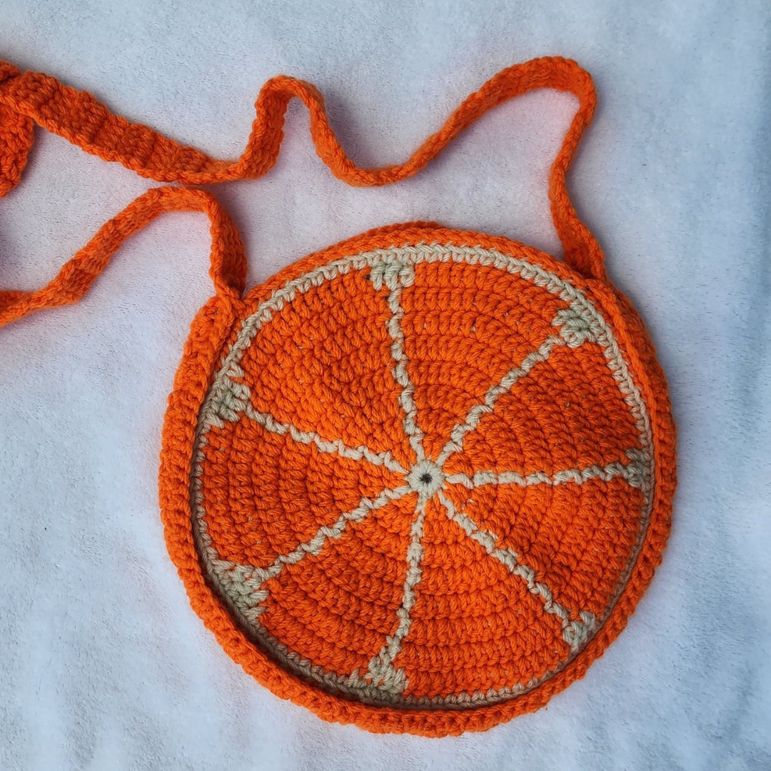 Orange Retro Crochet Purse