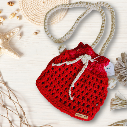 Crochet Red Bucket Bag