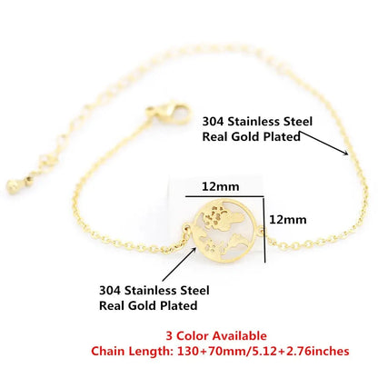 Stainless Steel World Map Bracelets For Women