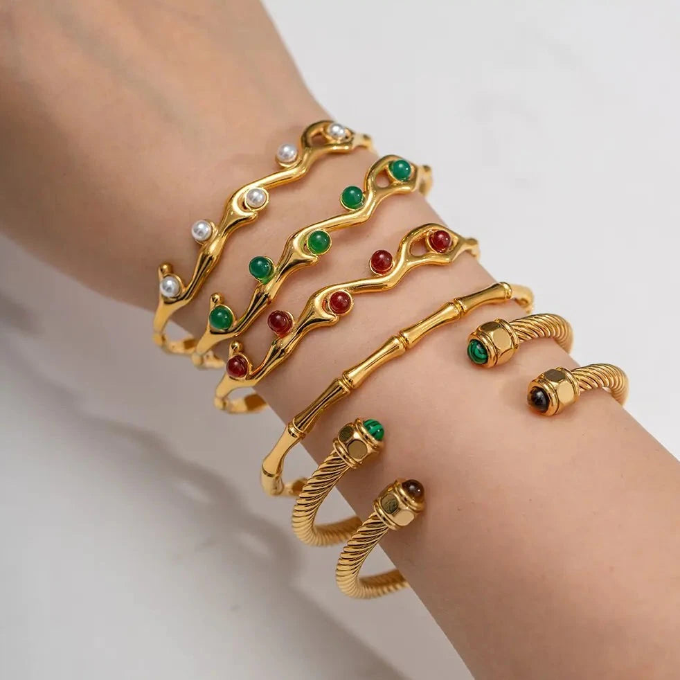 Stunning Bangles Bracelets 18k Gold Plated Stainless Steel