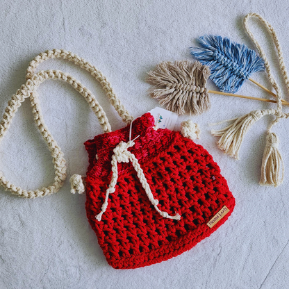 Crochet Red Bucket Bag