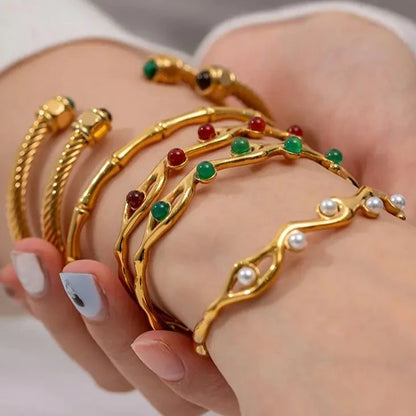 Stunning Bangles Bracelets 18k Gold Plated Stainless Steel