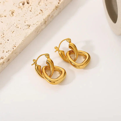 Gold Hoop Drop Earrings