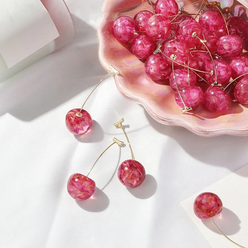 Earrings, trendy jewelry, jewelry, stud earrings, gold-plated, geometric shapes, artisan jewelry, luxury jewelry, fruits jewelry, cherry jewelry