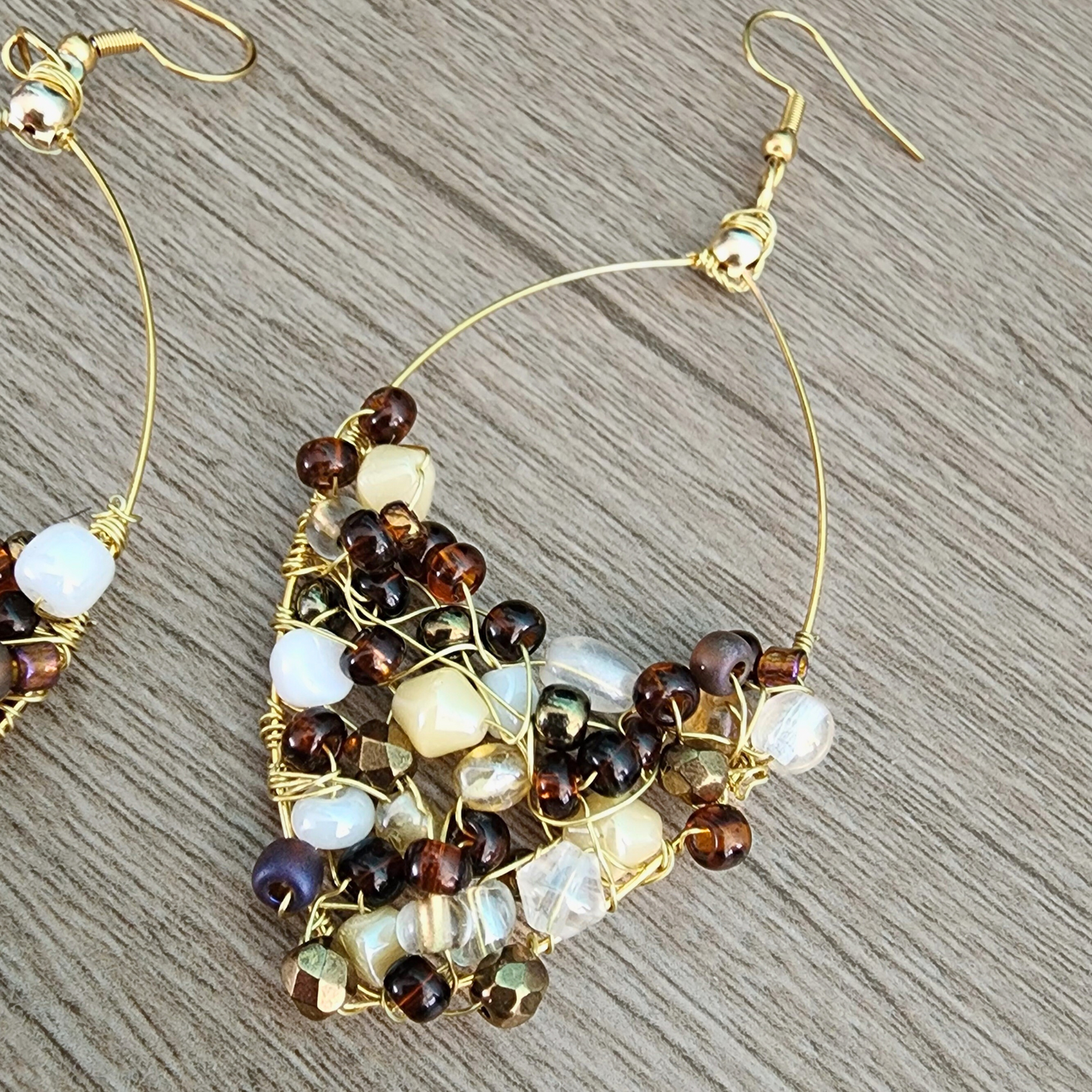 Gold-Plated Teardrop Crystal Wire-Wrapped Earrings