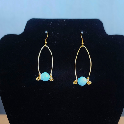 Golden Arc Larimar Stone Earrings