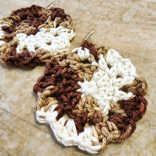 Handmade Earth Tones Crochet Earrings