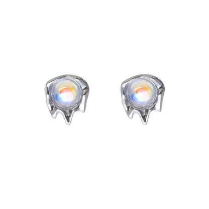 Moonstone Lava Stud Earrings