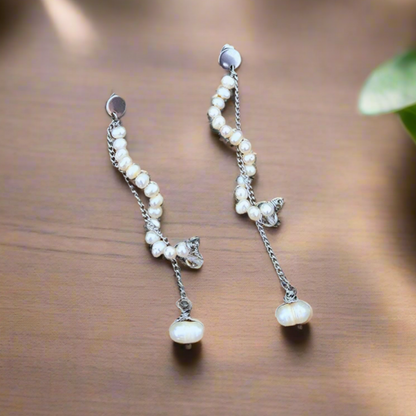 Spiral Freshwater Pearl Earrings with Crystal