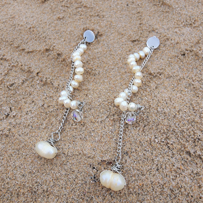 Spiral Freshwater Pearl Earrings with Crystal