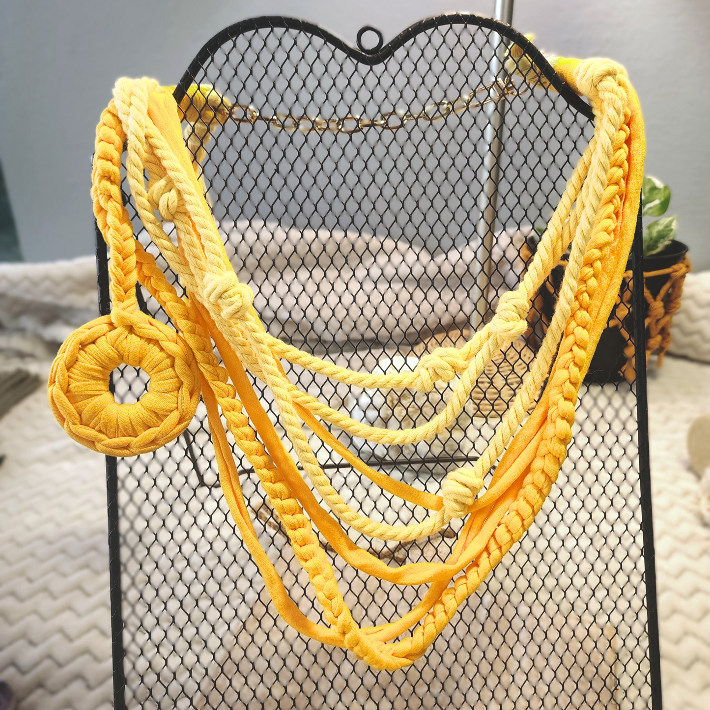 Sunrise Statement Crochet & Macramé Necklace