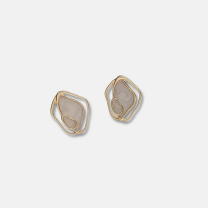 Geometric Irregular Shell Stud Earrings - Elegant Women's Fashion