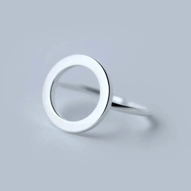 Adjustable 925 Sterling Silver Geometric Ring - Minimalist Women's Jewelry