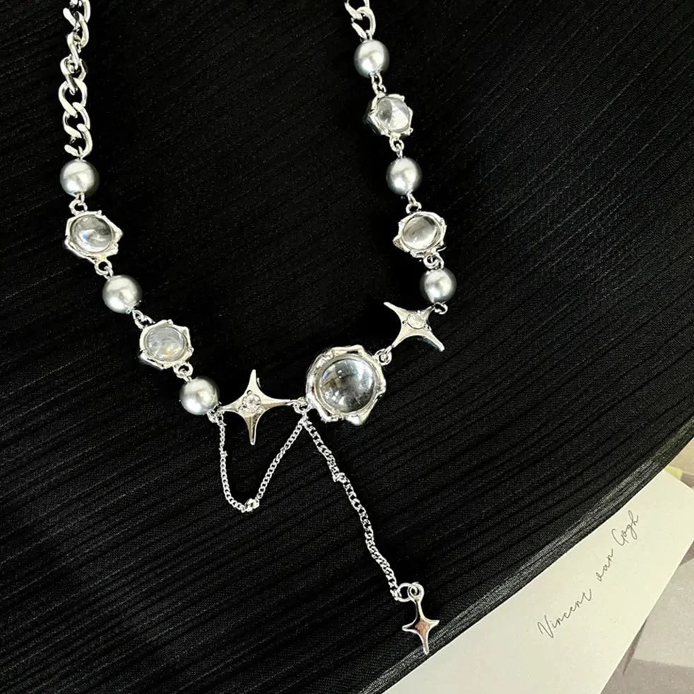 Star Geometric Crystal Chain Necklaces