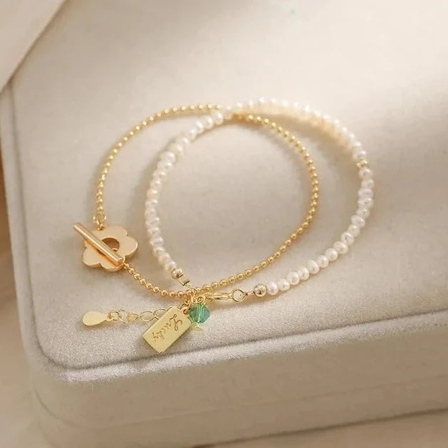 2Pcs Natural Freshwater Pearls Bracelets