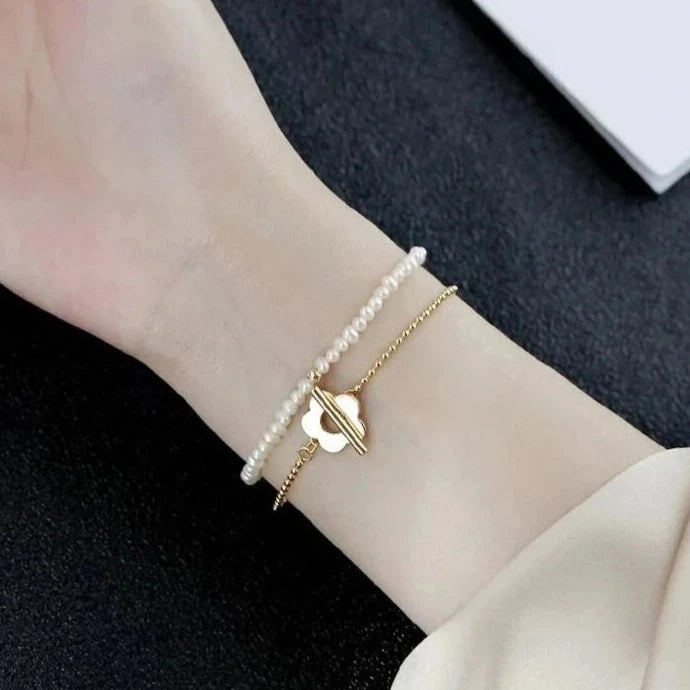 2Pcs Natural Freshwater Pearls Bracelets