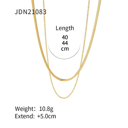 18K Gold Plated Flat Snake Chain Layer Necklace