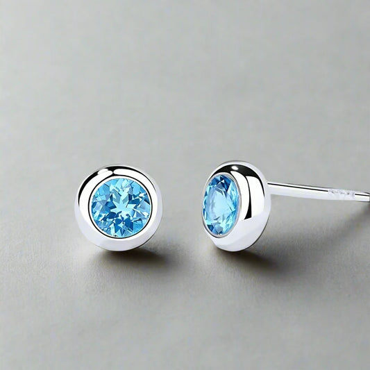 Round Rock Blue Crystal Earrings