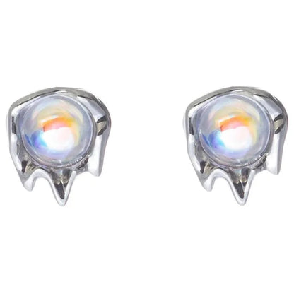 Moonstone Lava Stud Earrings